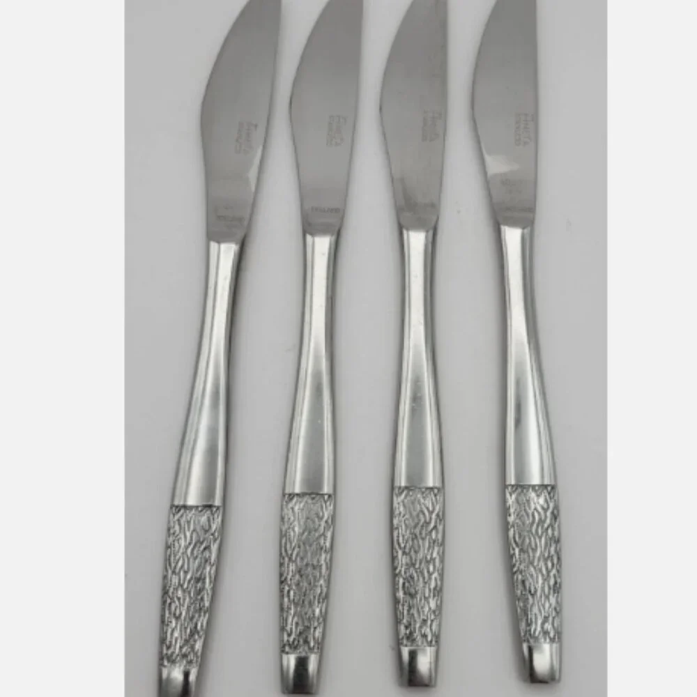 Vintage Amefa Holland Stainless Steel Dinner Knife Lot of 4 Knives Prestige Rare